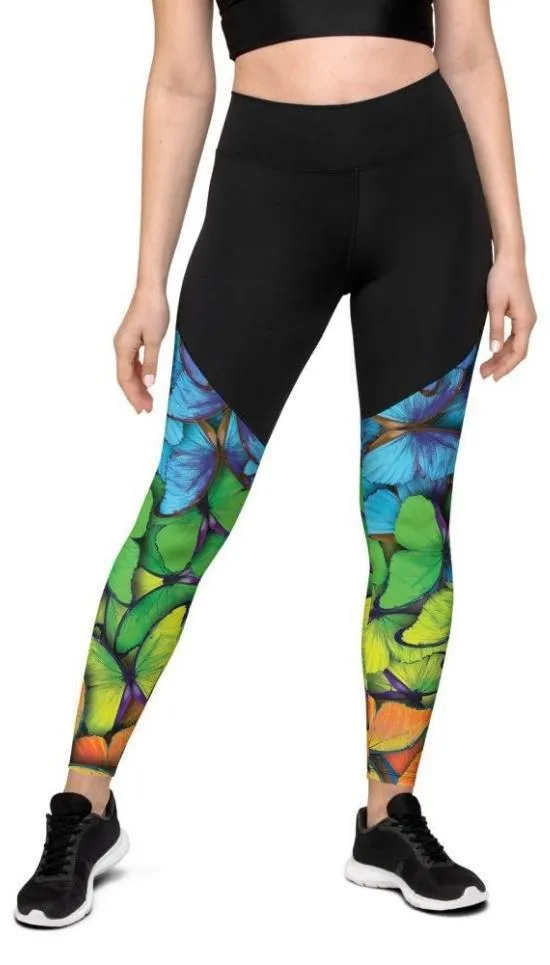 Colorful Butterflies Compression Leggings