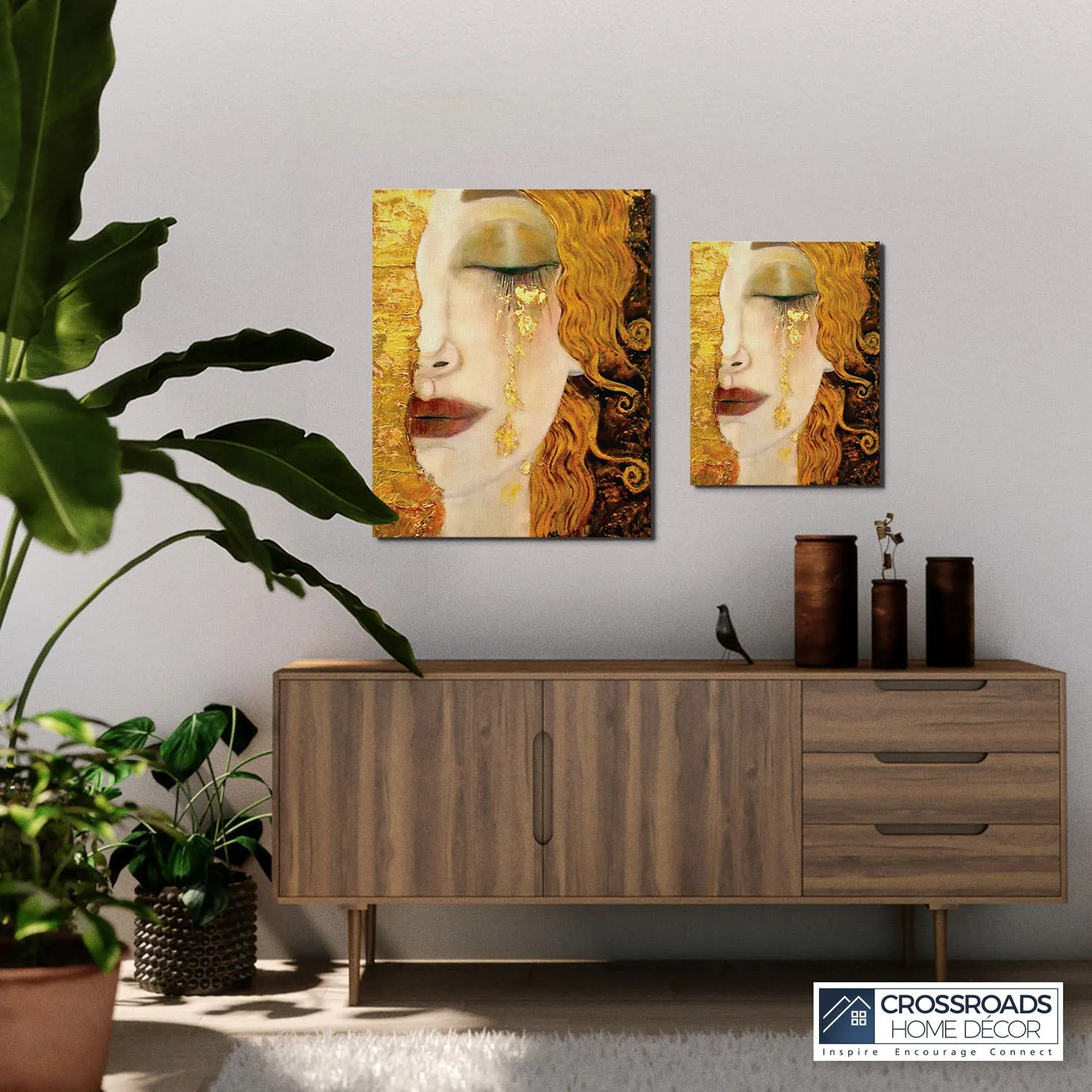 Golden Tears Canvas Frame by Gustav Klimt Wall Art, Ready To Hang for Living Room Home Wall Decor, C2430