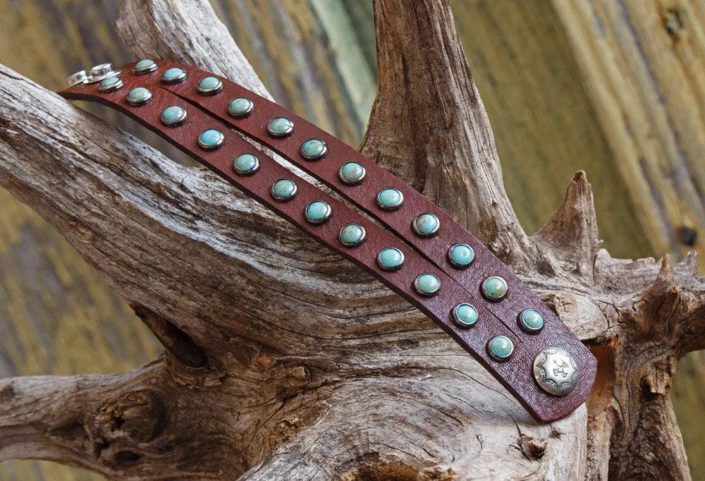 Turquoise Stone Double Band Cuff Bracelet