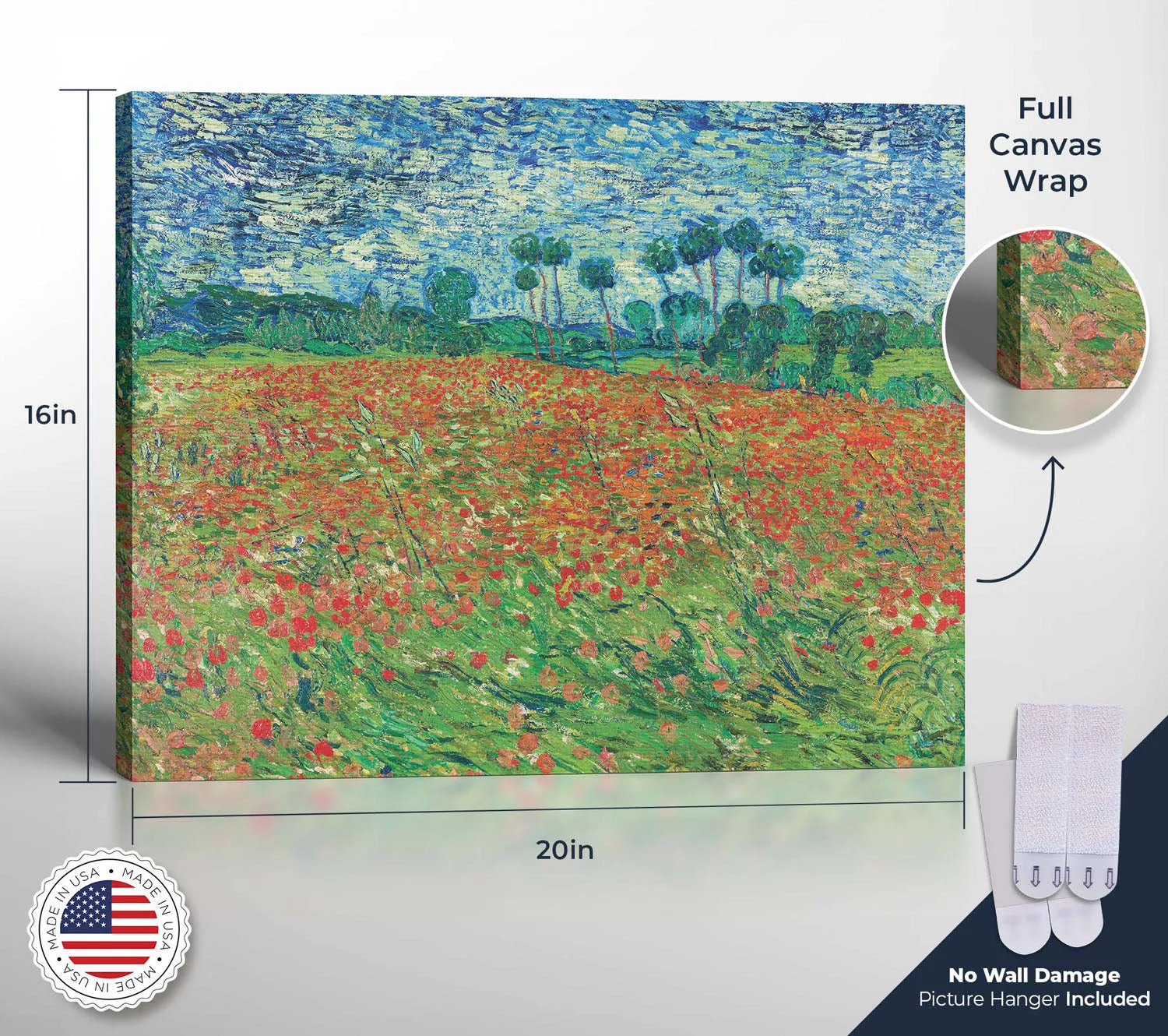 Van Gogh Wall Art, Poppy Field Canvas Print, Poppy Field, Famous Art Prints, Van Gogh Canvas Wall Art, Ready To Hang for Living Room Home Wall Art, C2446