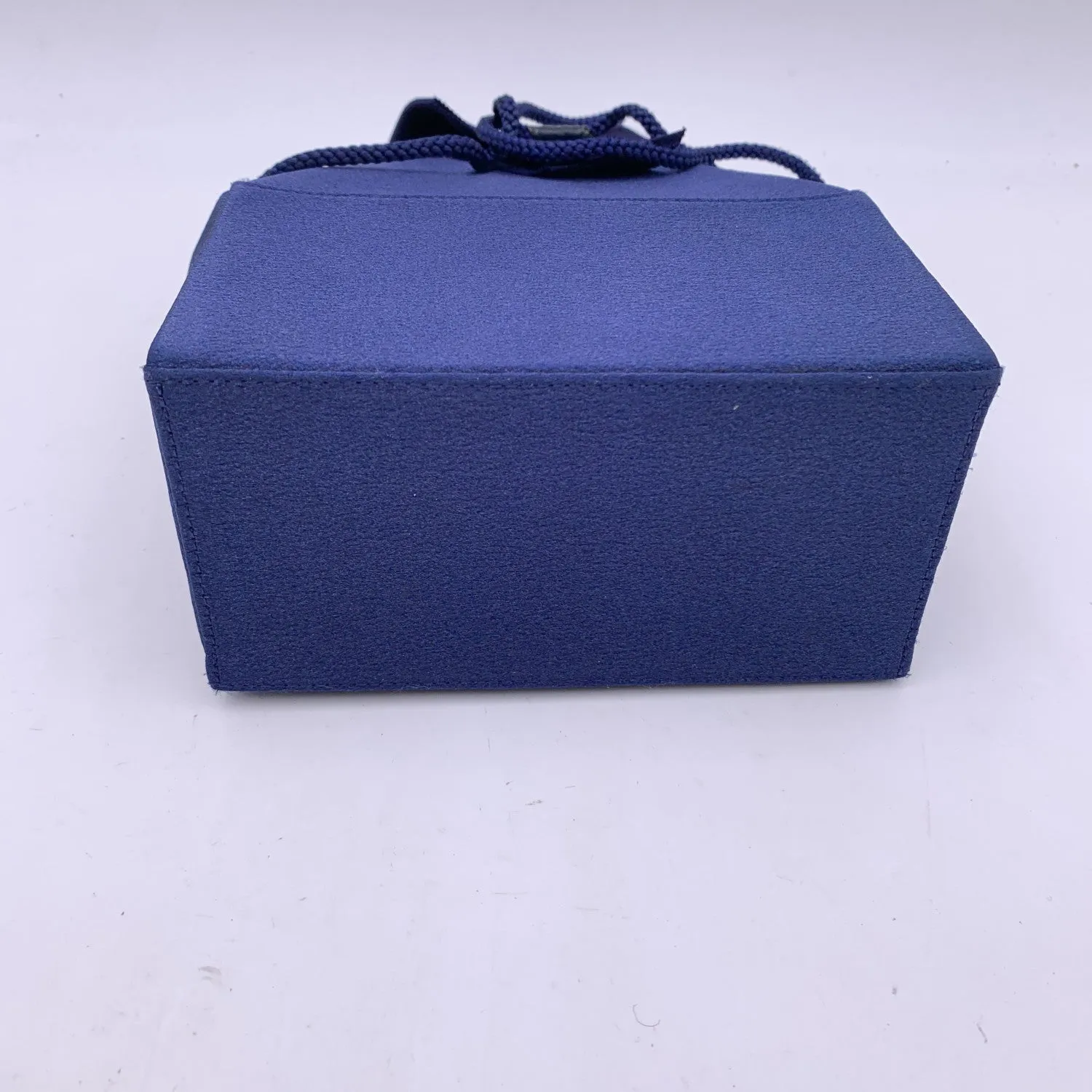 Yves Saint Laurent Vintage Blue Satin Shoulder Drawstring Box Bag